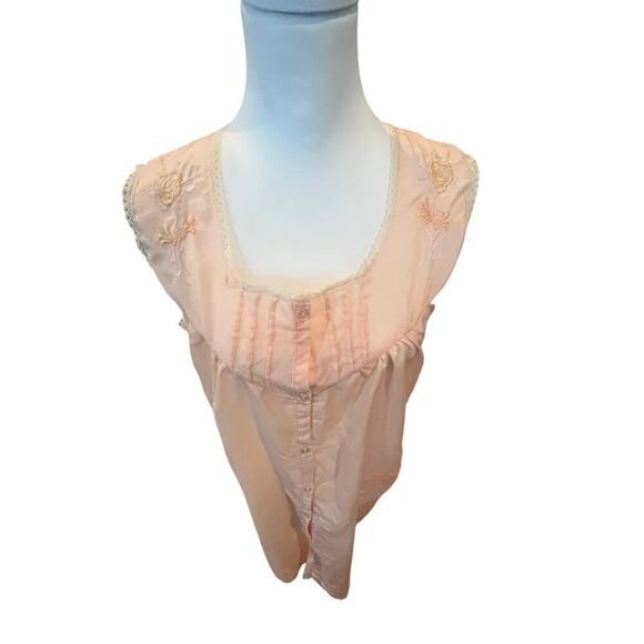 HOHANA MOO MOO VINTAGE NIGHTGOWN DELICATE PEACH WITH LACE TRIM WOMENS XL - Picture 2 of 8